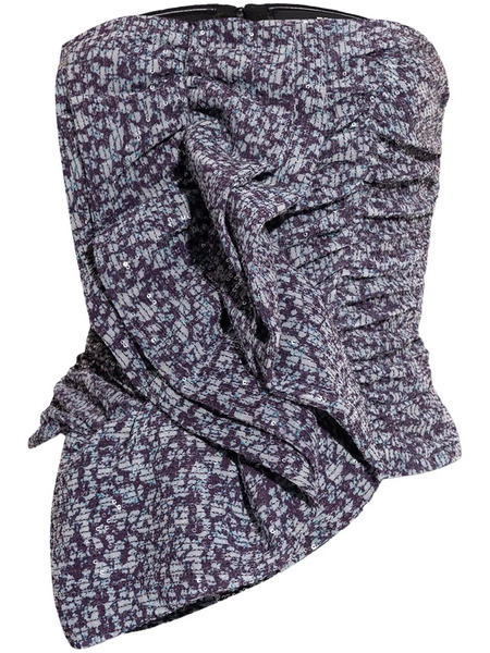  Rotate Birger Christensen Ruched Strapless Top - Purple 