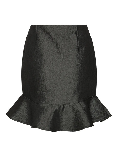  Rotate Birger Christensen Ruffle-denim Mini Skirt - Black 