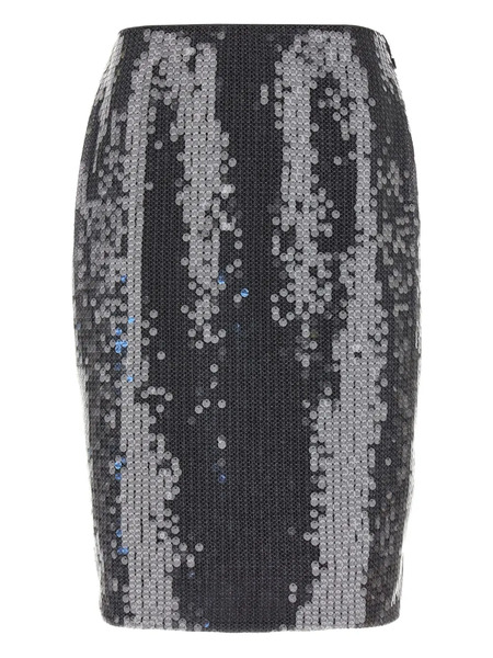  Rotate Birger Christensen Sequin Midi Straight Skirt - Black 