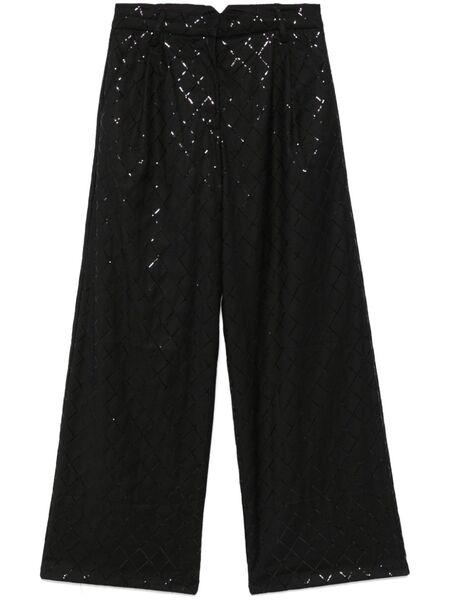  Rotate Birger Christensen Sequinned Wide-leg Trousers - Black 