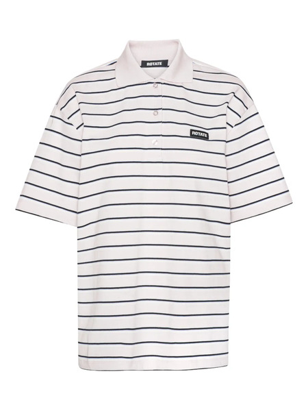  Rotate Birger Christensen Striped Polo Shirt - Neutrals 