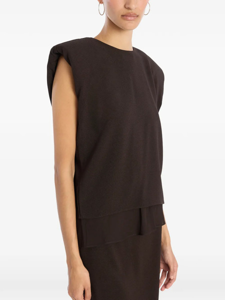  Rotate Birger Christensen Two Layer Boxy Vest - Brown 