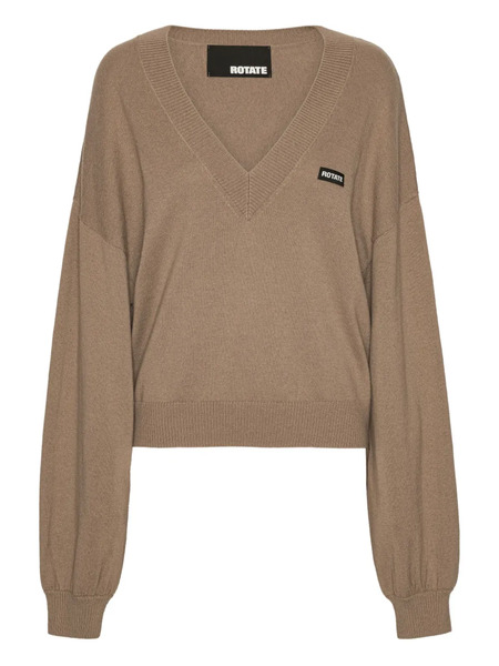  Rotate Birger Christensen V-neck Long-sleeve Sweater - Brown 