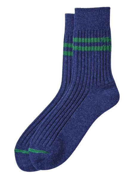  Rototo Striped Ribbed Socks - Blue 