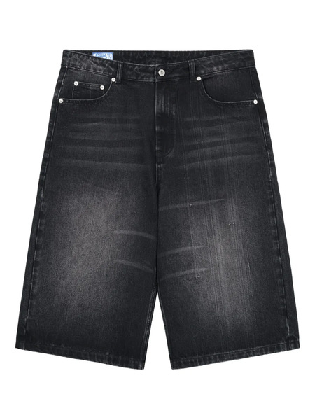  Rough. Denim Knee-length Shorts - Black 
