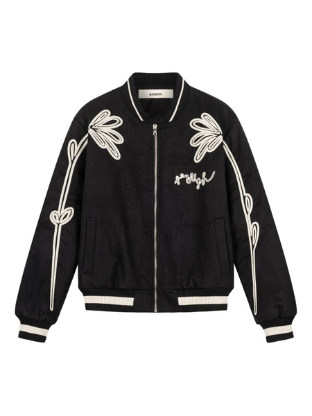  Rough. Floral Varsity Jacket - Black 