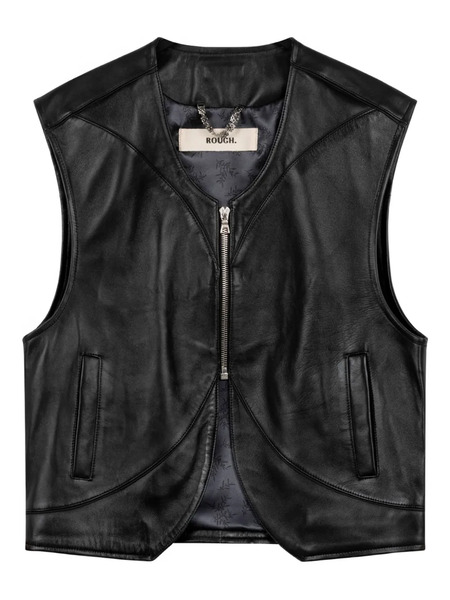  Rough. Leather Vest - Black 