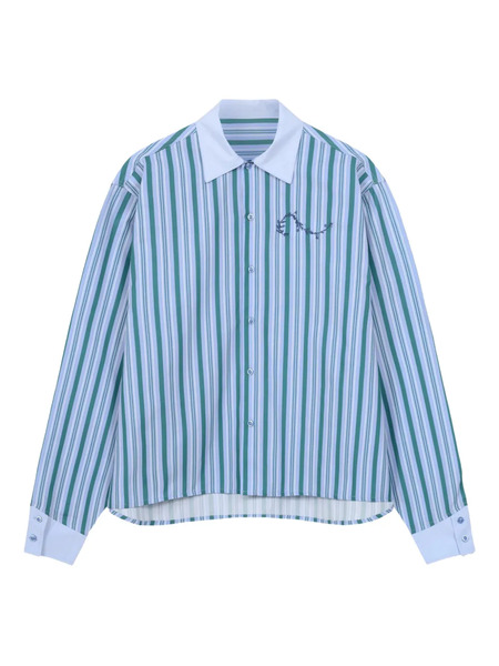  Rough. Striped Button-up Shirt - Blue 