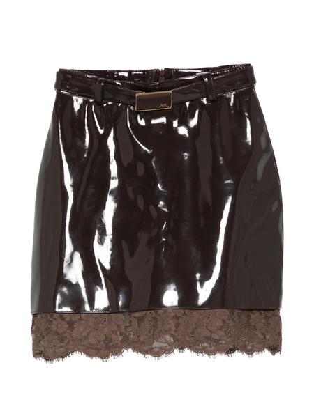  Rowen Rose Belted Lace Mini Skirt - Brown 