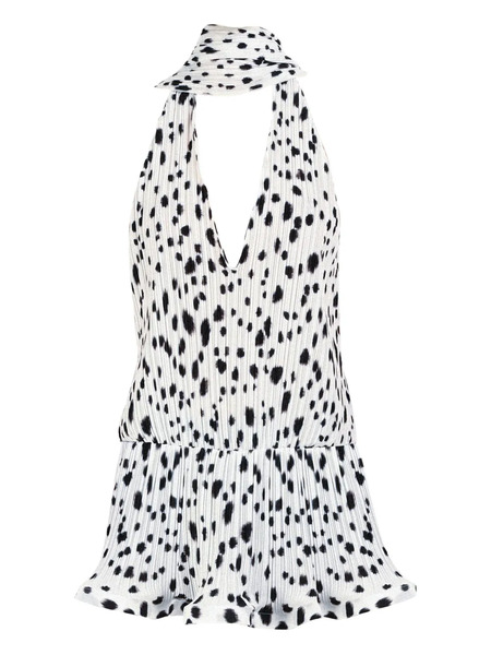  Rowen Rose Dalmatian-pattern Pleated Dress - White 