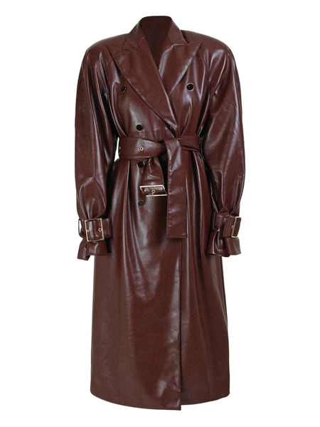  Rowen Rose Double-breasted Belted Coat - Brown 