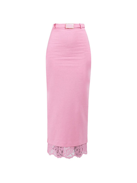  Rowen Rose Lace-contrast Midi Skirt - Pink 