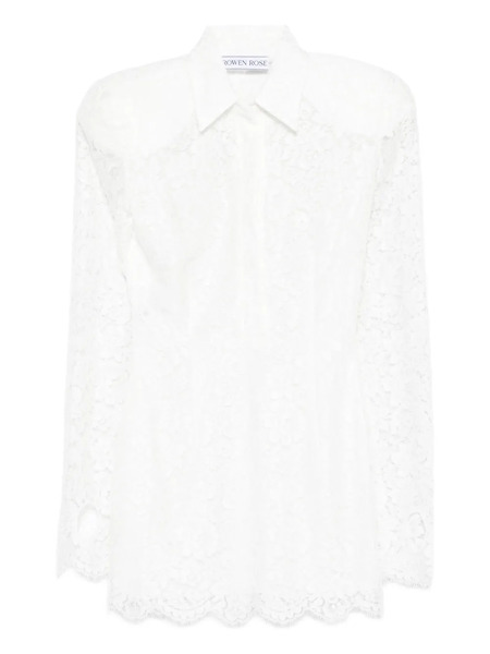  Rowen Rose Long-sleeve Lace Mini Dress - White 