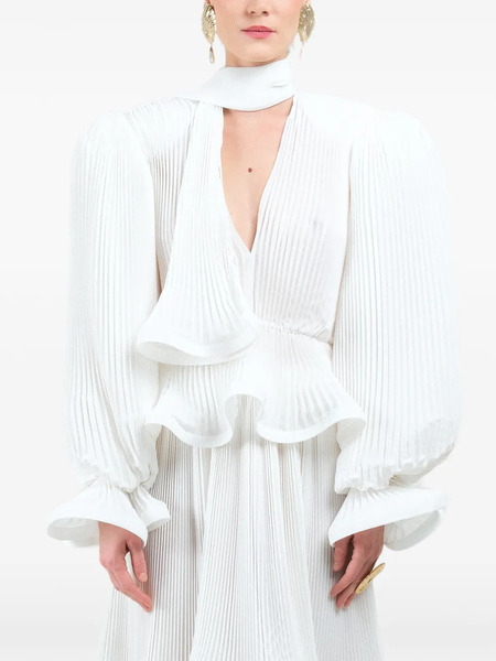  Rowen Rose Pleated Puffy Blouse - White 
