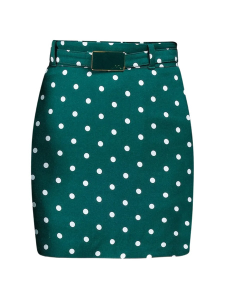  Rowen Rose Polka-dots Belted Mini Skirt - Green 