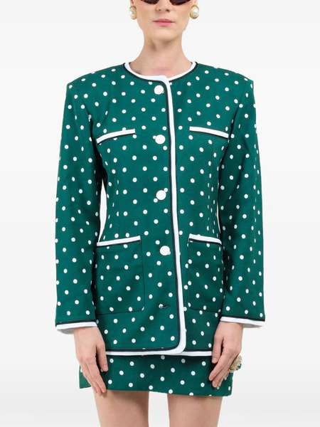  Rowen Rose Polka-dots Pockets Jacket - Green 