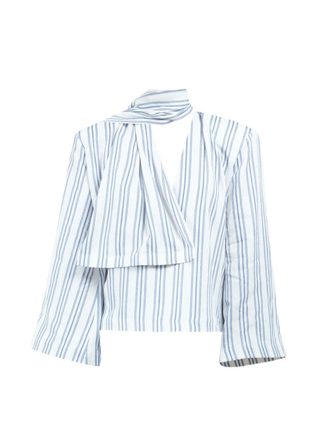  Rowen Rose Striped Scarf Shirt - White 