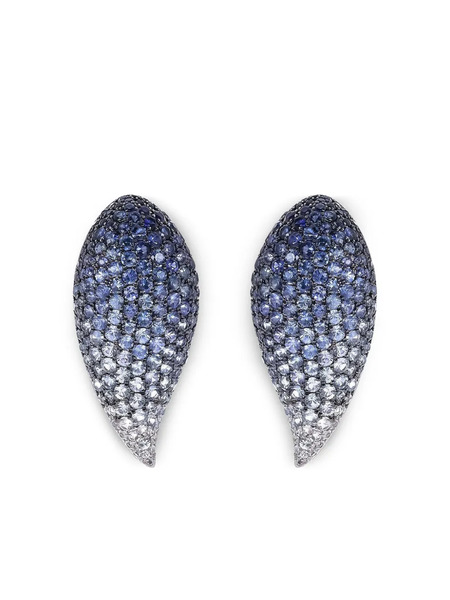  Ruchi New York White Gold Sapphire Leaf Stud Earrings - Blue 