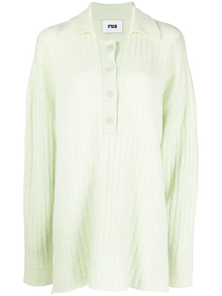  Rus Ribbed Knitted Polo Shirt - Green 