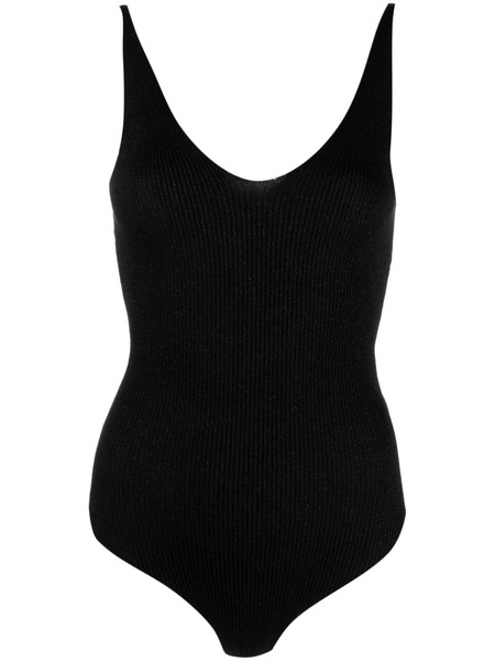  Rxquette Shimmering Ribbed Bodysuit - Black 