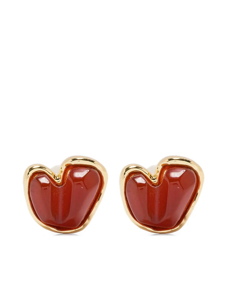  Ryenn's Eyes Carnelian Heart Stud Earrings - Gold 