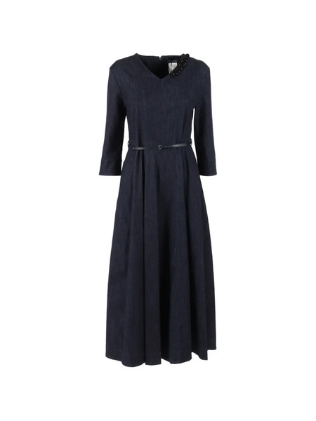  's Max Mara Abito Vela Beaded V-neck Dress - Blue 