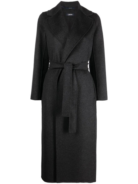  's Max Mara Belted Virgin Wool Coat - Grey 