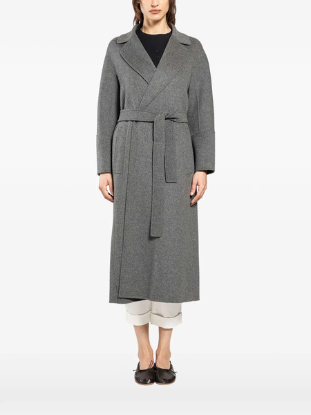  's Max Mara Belted Wool Wrap Coat - Grey 