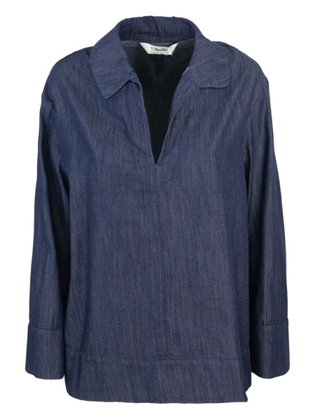  's Max Mara Denim Collared Top - Blue 