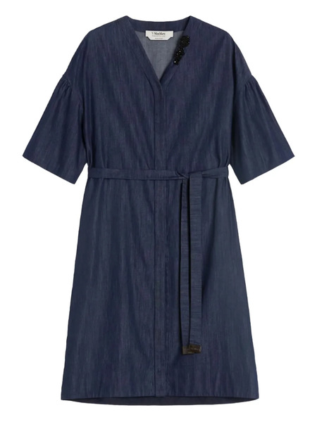  's Max Mara Embellished Belt Denim Mini Day Dress - Blue 