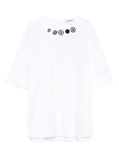  's Max Mara Embellished-neckline T-shirt - White 