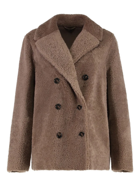  's Max Mara Futura Double-breasted Shearling Coat - Brown 