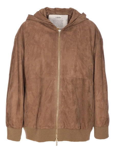  's Max Mara Hooded Suede Zip Jacket - Brown 
