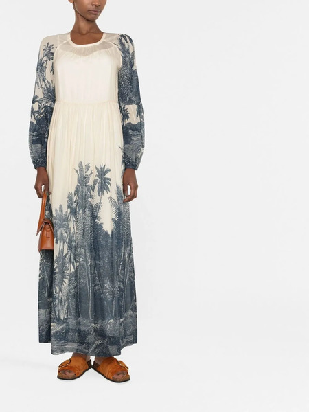  's Max Mara Palm Tree-print Long Dress - Neutrals 