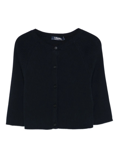 's Max Mara Ribbed Buttoned Cardigan - Blue 