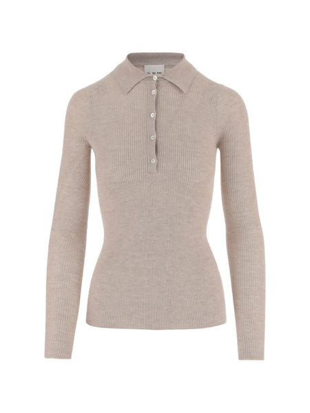  Sa Su Phi Ribbed Button Polo Shirt - Neutrals 