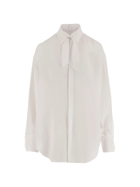  Sa Su Phi Tie-neck Buttoned Shirt - White 