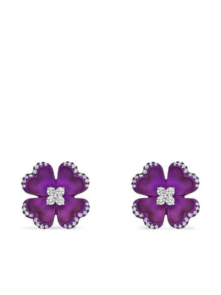  Saboo Fine Jewels Titanium Diamond Flower Earrings - Silver 