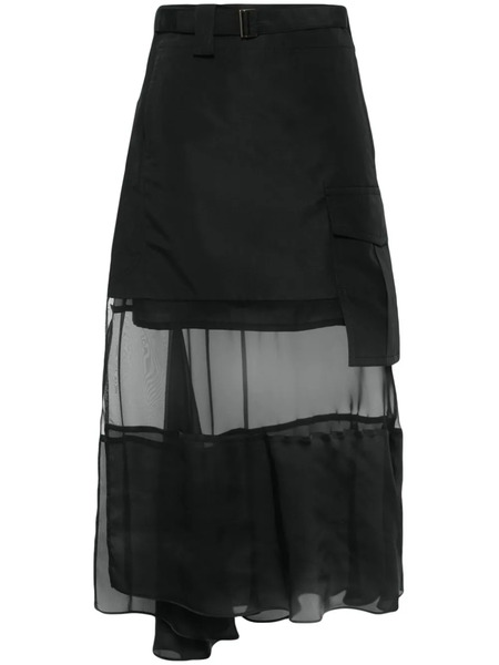  Sacai Asymmetric Midi Skirt - Black 