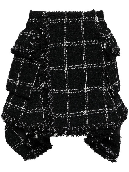  Sacai Asymmetric Tweed Skirt - Black 