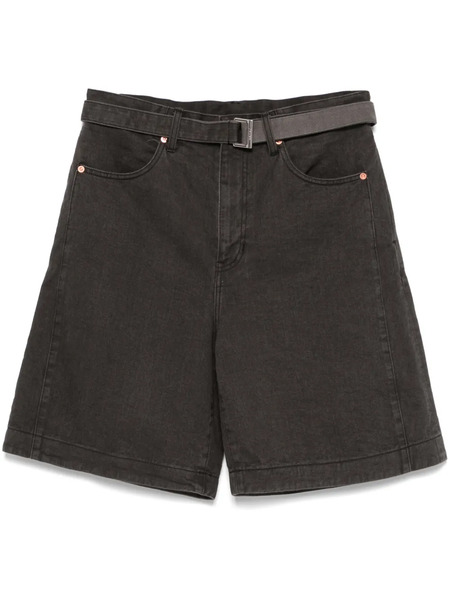  Sacai Belted Denim Shorts - Grey 