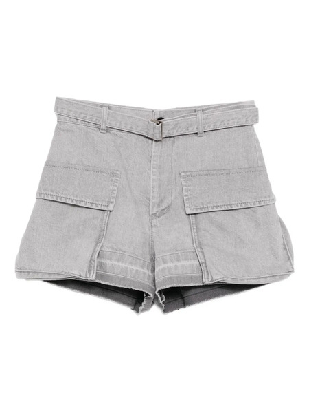  Sacai Belted Denim Shorts - Grey 