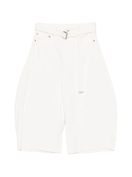  Sacai Belted Denim Shorts - White 