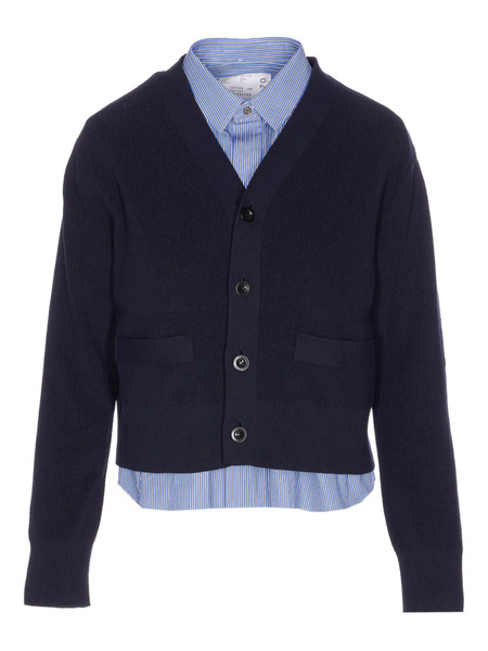  Sacai Button-front Striped Shirt Cardigan - Blue 
