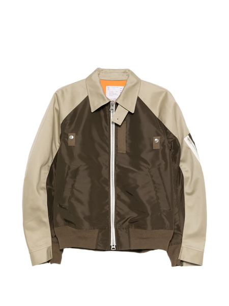  Sacai Colourblock Zip Jacket - Brown 