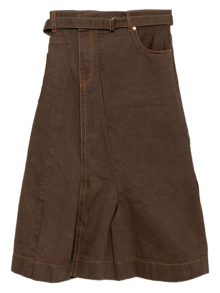  Sacai Cotton Wrap Skirt - Brown 