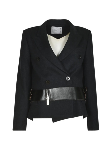  Sacai Double-breasted Belted Blazer - Black 