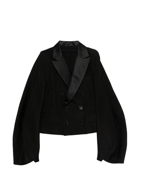  Sacai Double-breasted Cropped Jacket - Black 