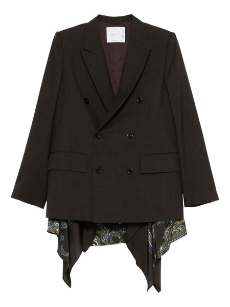  Sacai Double-breasted Paisley Blazer - Brown 