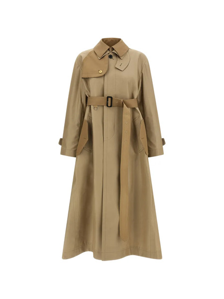  Sacai Double-layer Collared Trench Coat - Neutrals 
